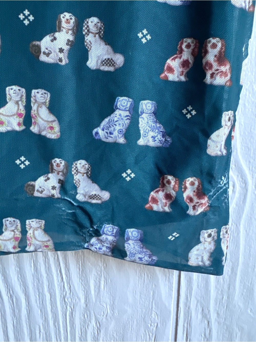 Nuuly x Rachel Antonoff Lilly Mini Mesh Overlay Dog Print Dress Sz: S - Picture 10 of 16